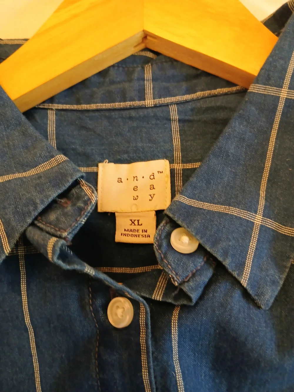 NWT A New Day Women's Long Sleeve Grid Plaid Button Down Shirt - Blue XL